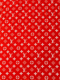 Craft Red With White LV Cotton And Polyester Cloth Fabric For DIY Handicraft Apparel