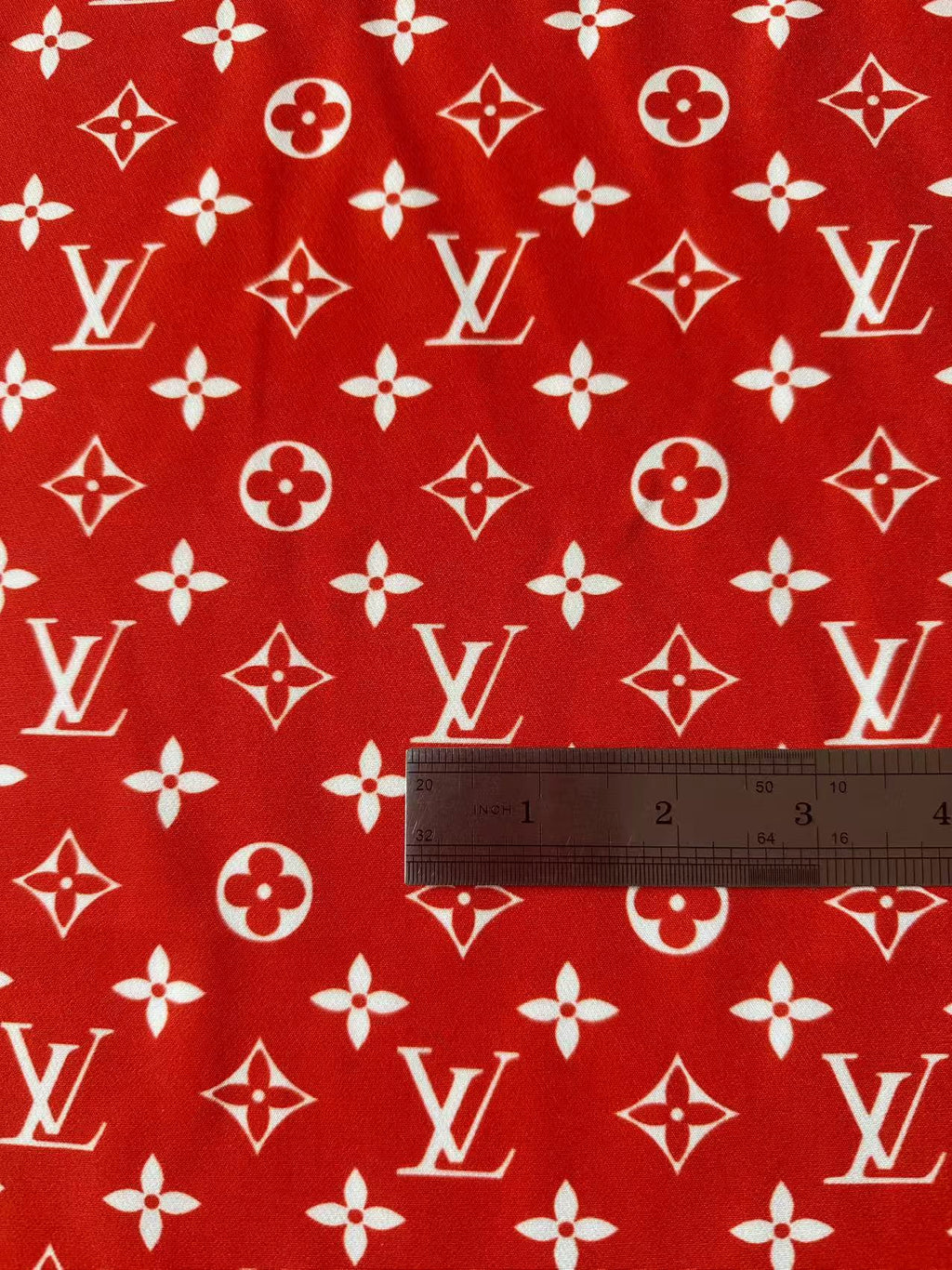 Craft Red With White LV Cotton And Polyester Cloth Fabric For DIY Handicraft Apparel