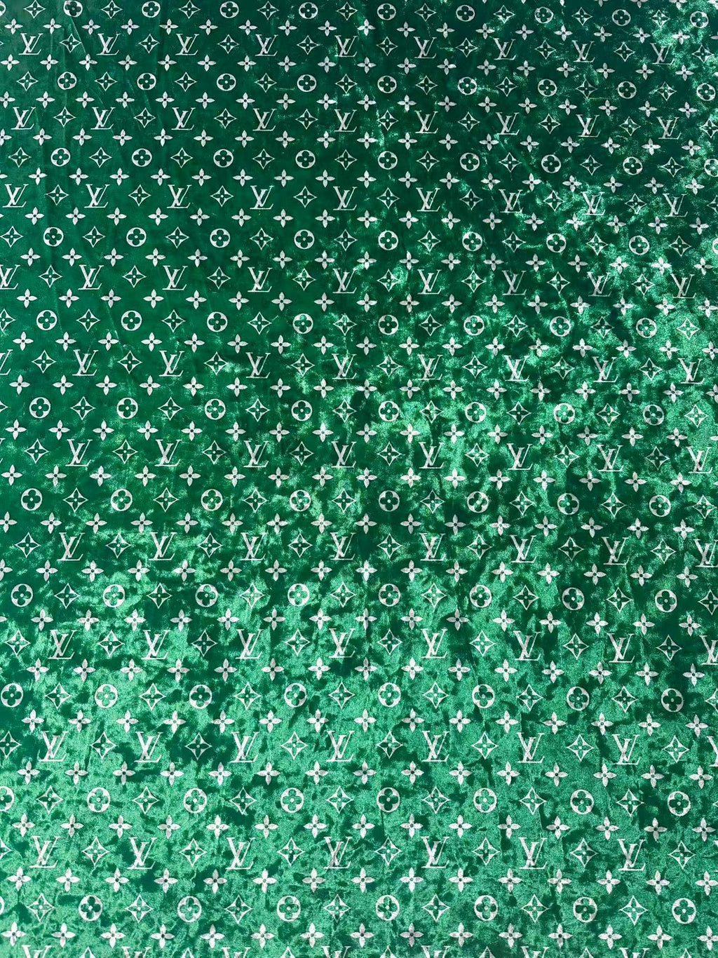Craft Luxury LV Knitting Velvet Fabric For Handmade Sneaker,Car Upholstery and Clothing By Yard (Green)