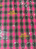 Craft 100% Cotton Hermes Yarn-dyed Plaid Shirt Fabric For Handmade Clothing,Shoes Goods By Yard (Hot Pink)