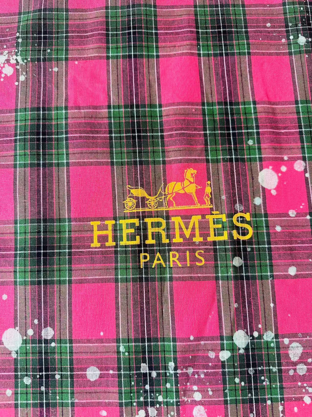 Craft 100% Cotton Hermes Yarn-dyed Plaid Shirt Fabric For Handmade Clothing,Shoes Goods By Yard (Hot Pink)