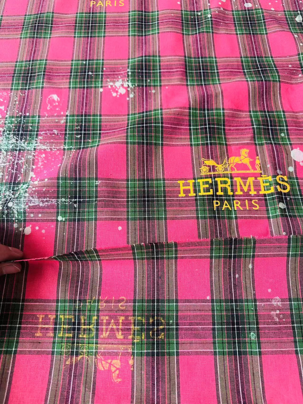 Craft 100% Cotton Hermes Yarn-dyed Plaid Shirt Fabric For Handmade Clothing,Shoes Goods By Yard (Hot Pink)