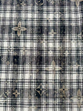 Craft 100% Cotton LV Yarn-dyed Plaid Shirt Fabric For Handmade Clothing,Shoes Goods By Yard (Black With White)