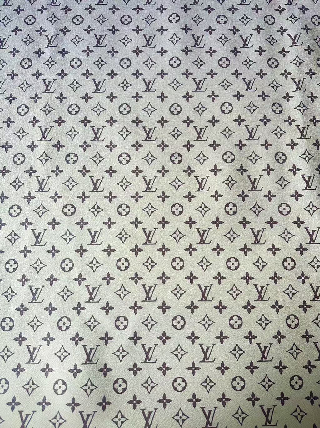 Craft Ivory With Brown LV Leather Fabric For Handmade Shoes ,Bag ,Upholstery Goods By Yard