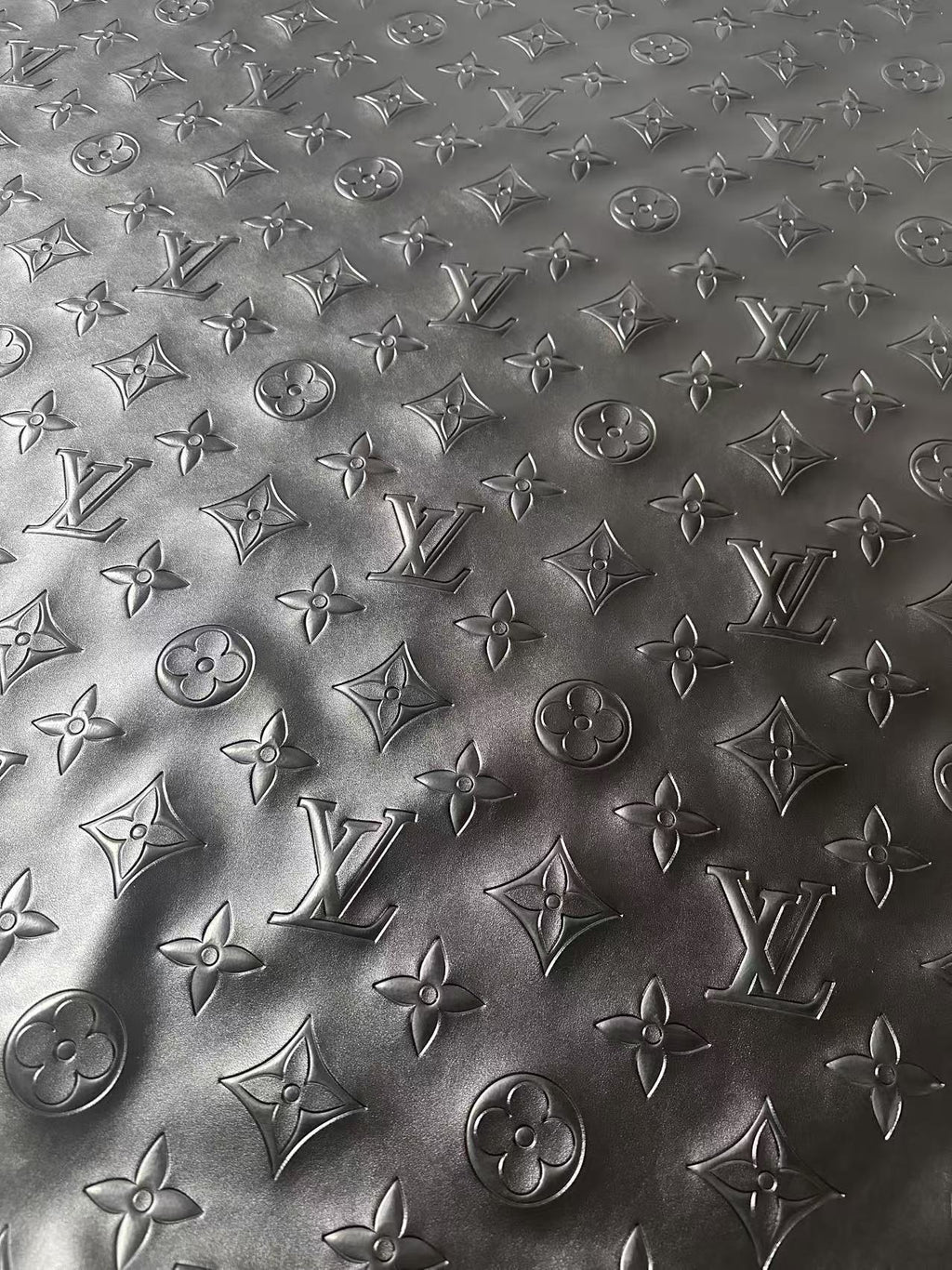 Craft 2.5 Inch LV Black Embossed Leather For Handmade Upholstery,Shoes Goods By Yard