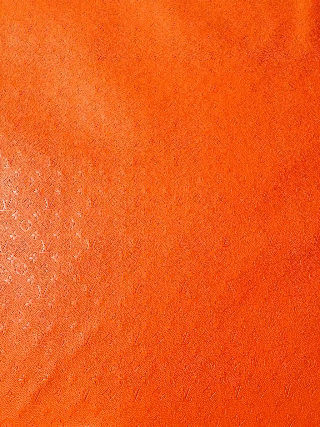 Fashion Embossed LV Crafting Leather Fabric For Handmade Bags ,Shoes and DIY Handicrafts By Yards (Orange)