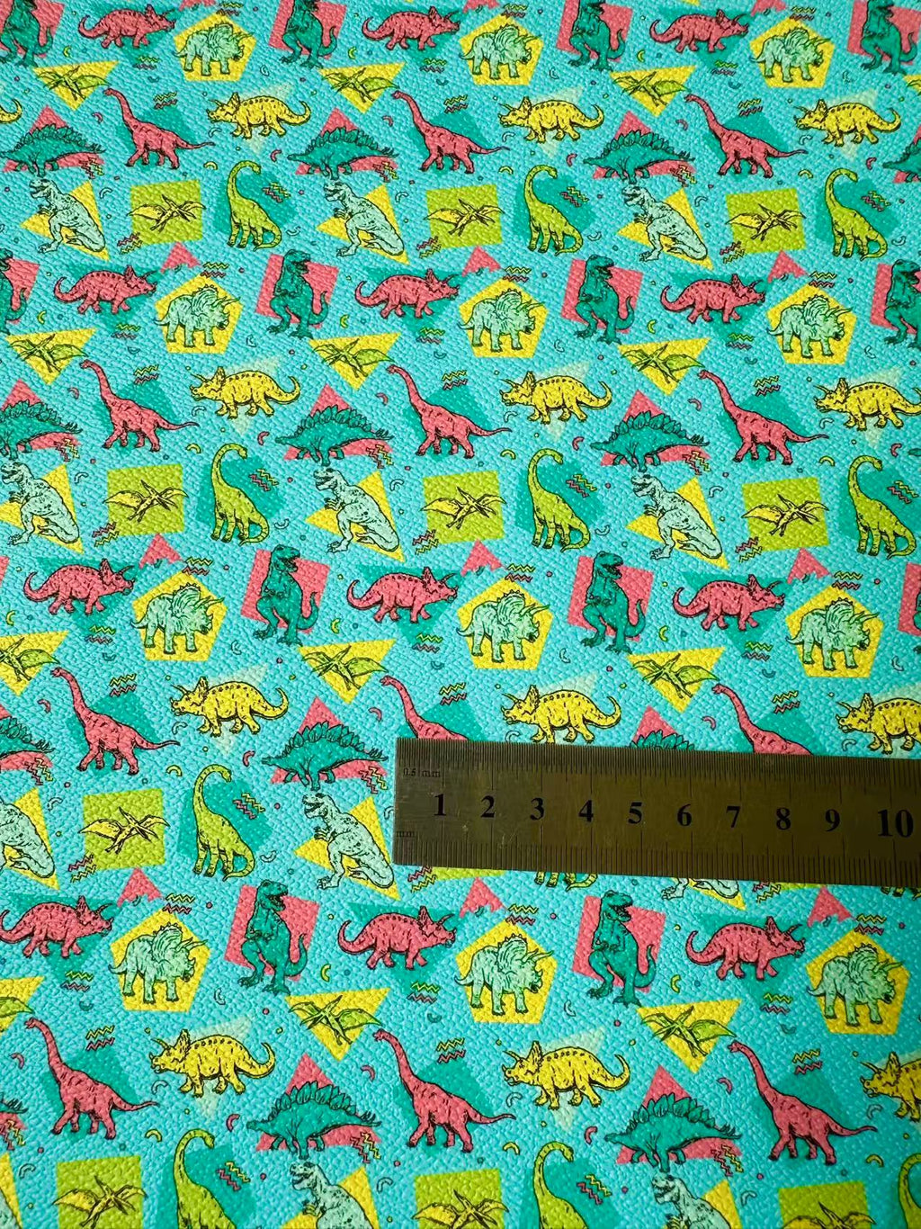 Fashion Cartoon Jurassic Dinosaur Leather Fabric For Handmade Sneaker,Upholstery Goods By Yard