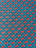Craft Wash LV With Cherry Jacquard Denim Jean Fabric For Handmade Sewing DIY Upholstery ,Apparel, Sneaker By Yard