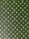 Fashion LV vinyl crafting leather fabric For Handmade Shoes,Bags ,Furniture ,Motorcycles ,Handicrafts By Yard (Green)