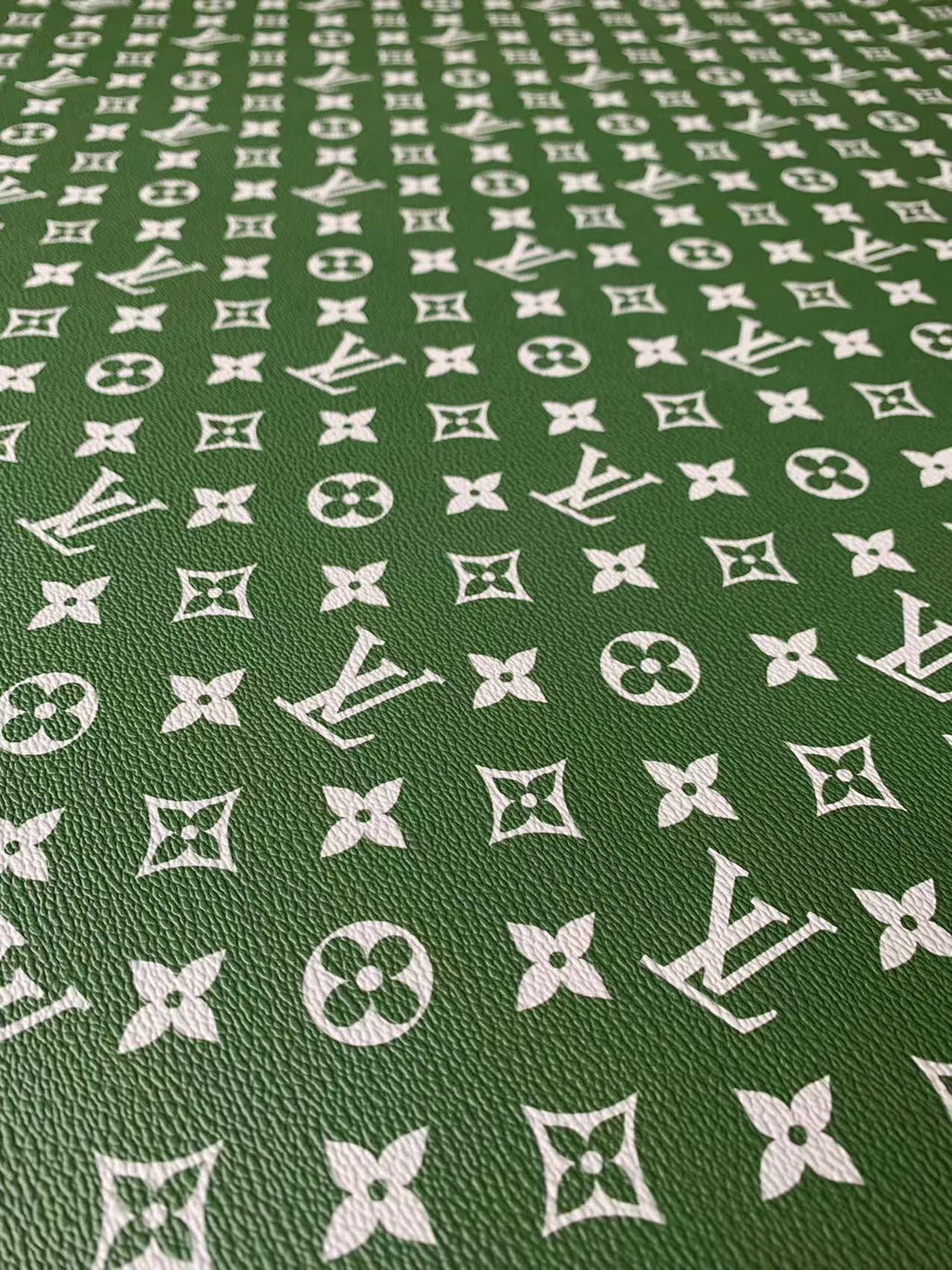Fashion LV vinyl crafting leather fabric For Handmade Shoes,Bags ,Furniture ,Motorcycles ,Handicrafts By Yard (Green)