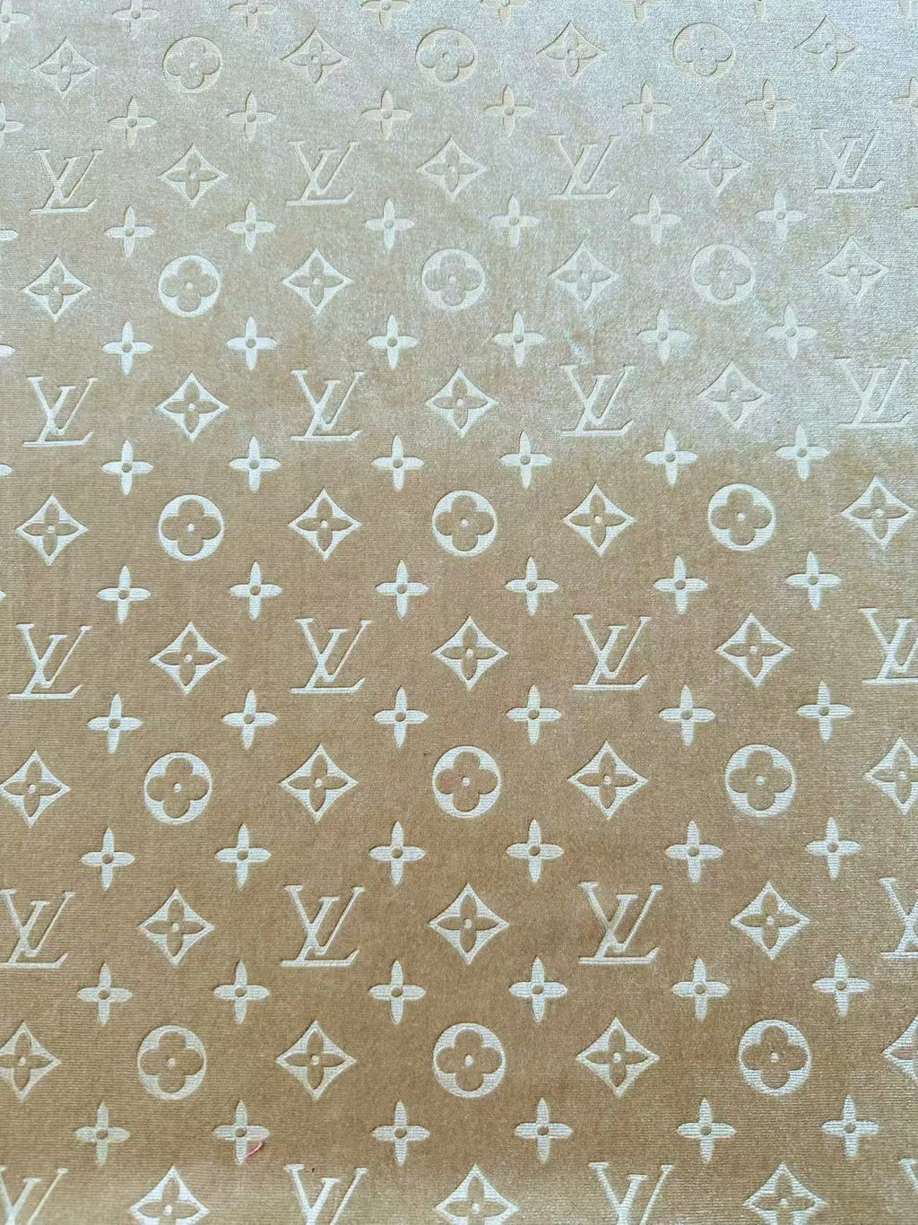 Popular Luxury LV Knitting Velvet Fabric For Handmade Sneaker,Car Upholstery and Apparel By Yard(Apricot)