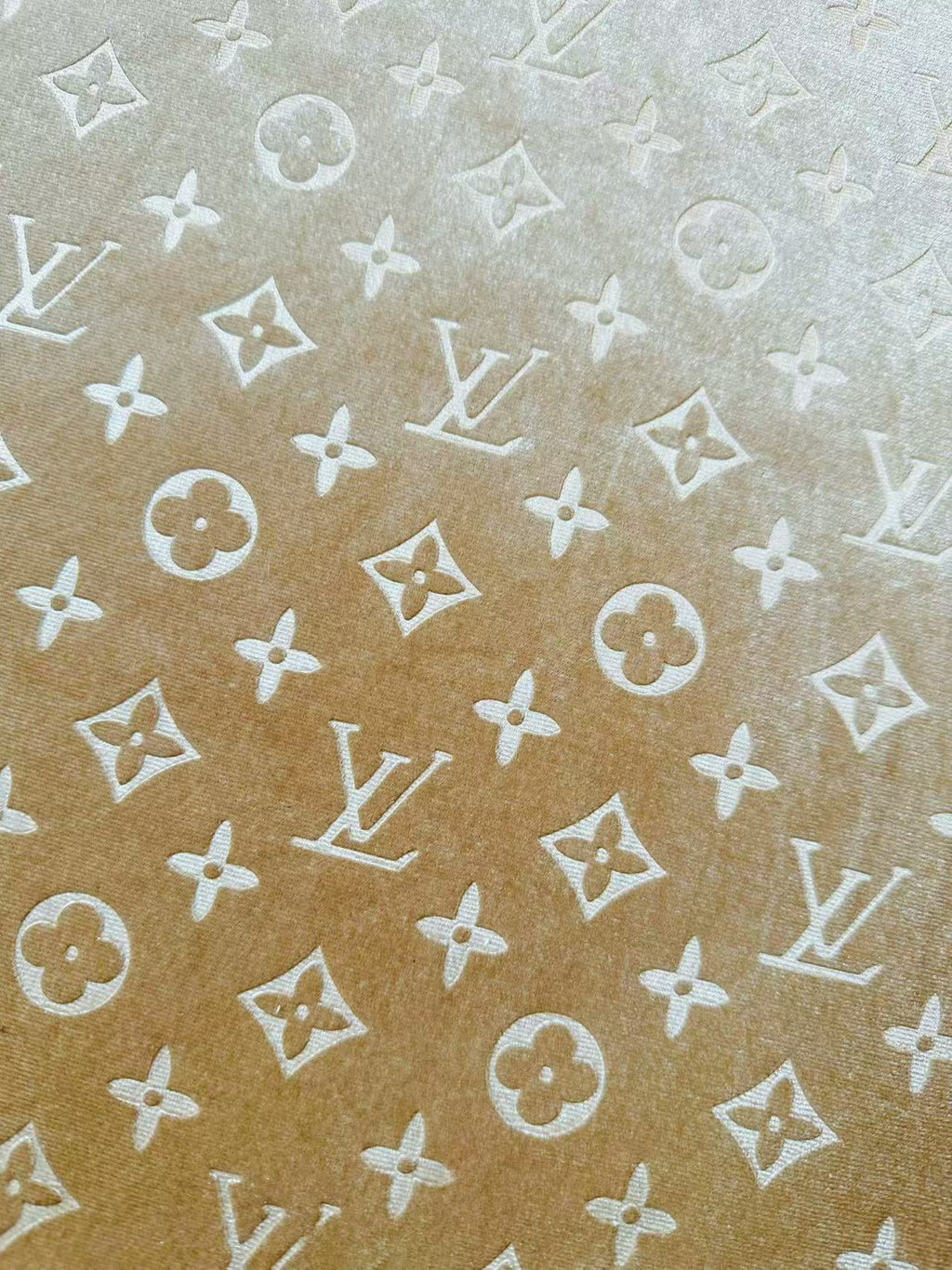 Popular Luxury LV Knitting Velvet Fabric For Handmade Sneaker,Car Upholstery and Apparel By Yard(Apricot)