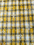Craft 100% Cotton LV Yarn-dyed Plaid Shirt Fabric For Handmade Clothing,Shoes Goods By Yard (Yellow)
