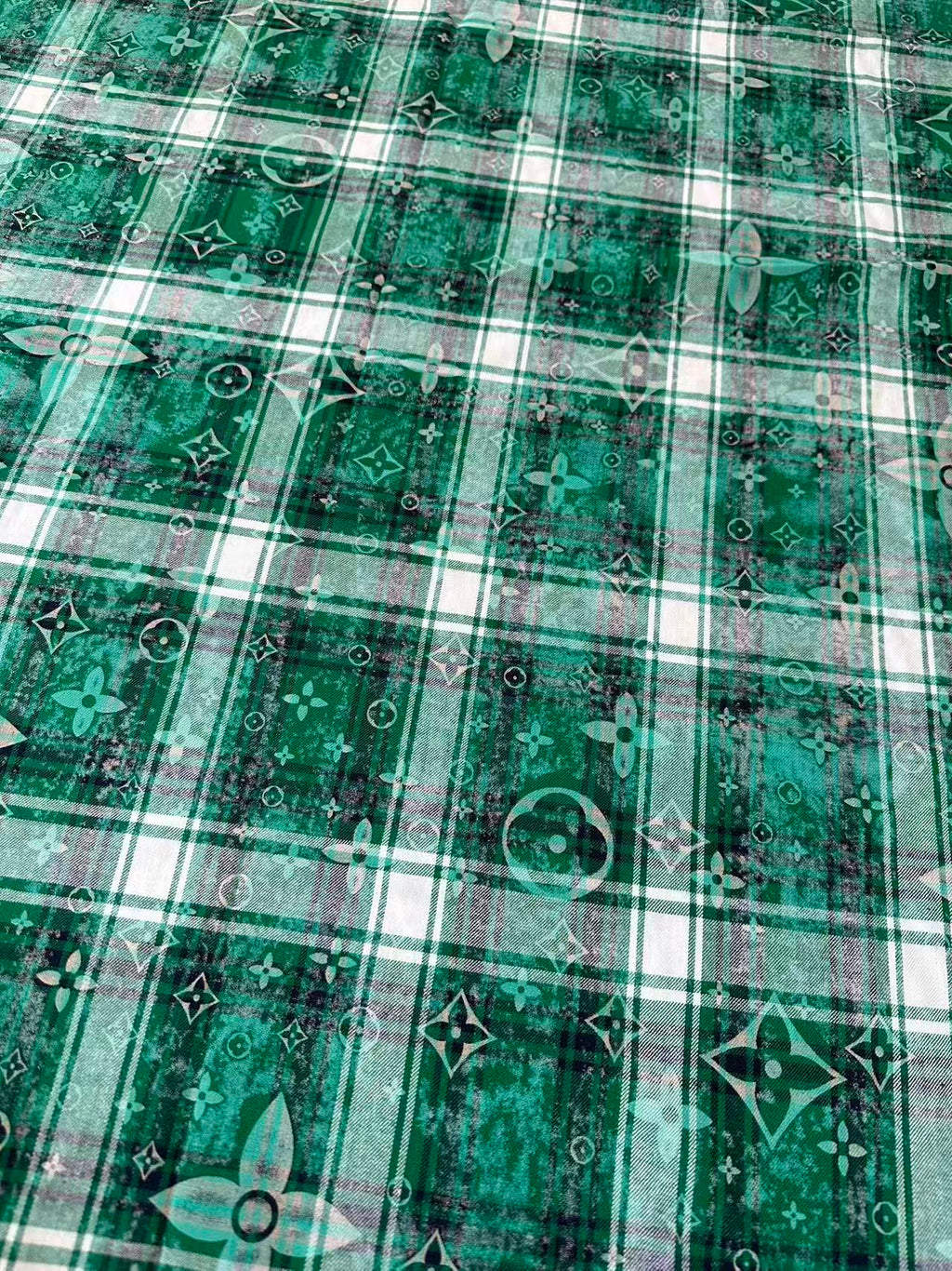 Craft 100% Cotton LV Yarn-dyed Plaid Shirt Fabric For Handmade Clothing,Shoes Goods By Yard (Green)