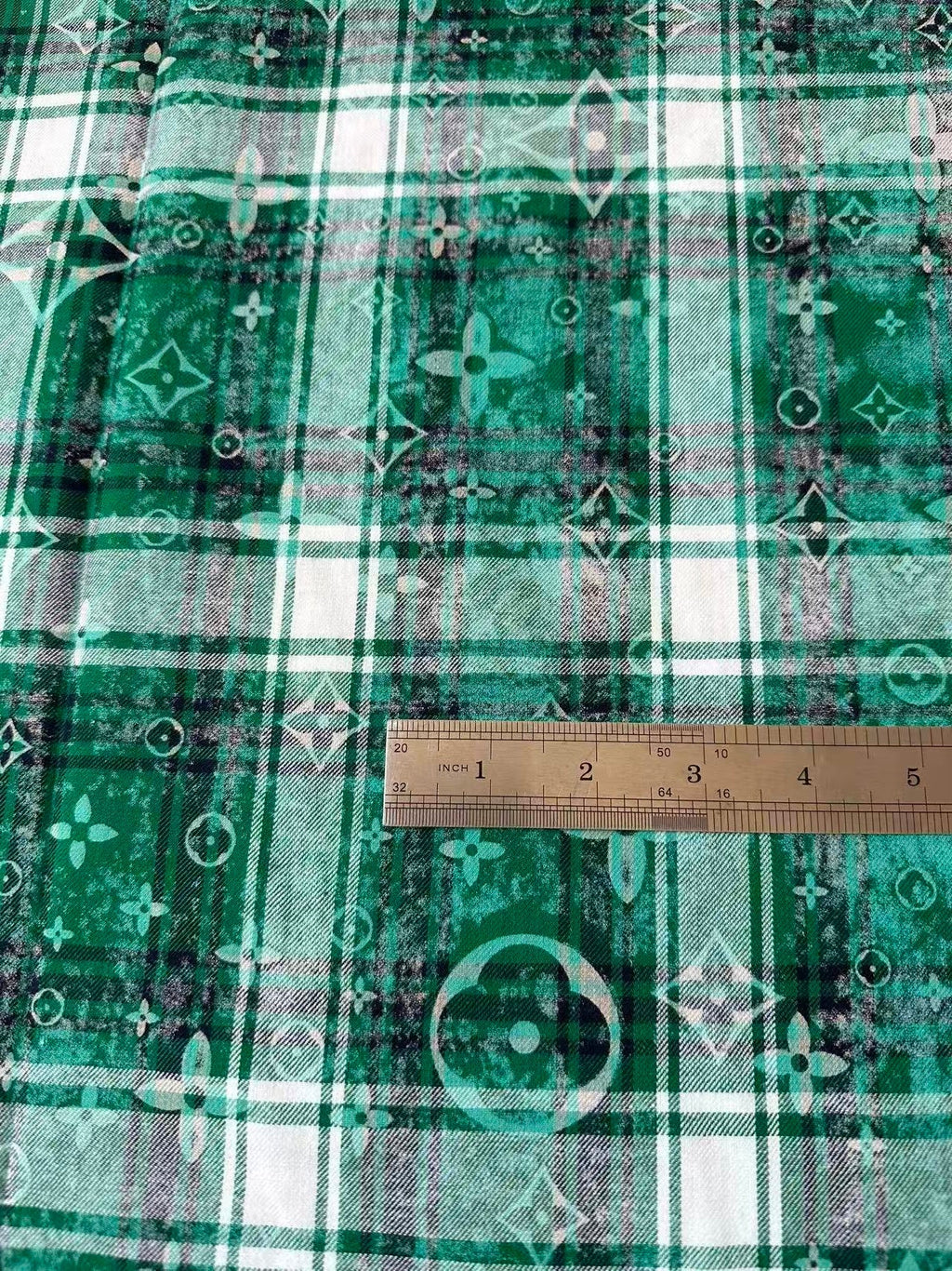 Craft 100% Cotton LV Yarn-dyed Plaid Shirt Fabric For Handmade Clothing,Shoes Goods By Yard (Green)