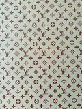 Craft Ivory With Brown LV Vinyl Leather Fabric For Handmade Sneaker,Bag ,Upholstery Goods By Yard