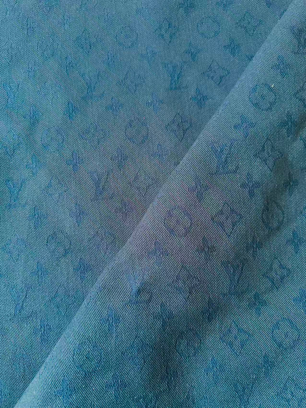Craft Navy Blue LV Jacquard Denim Cloth Fabric For Handmade Apparel,Sneaker Goods By Yard