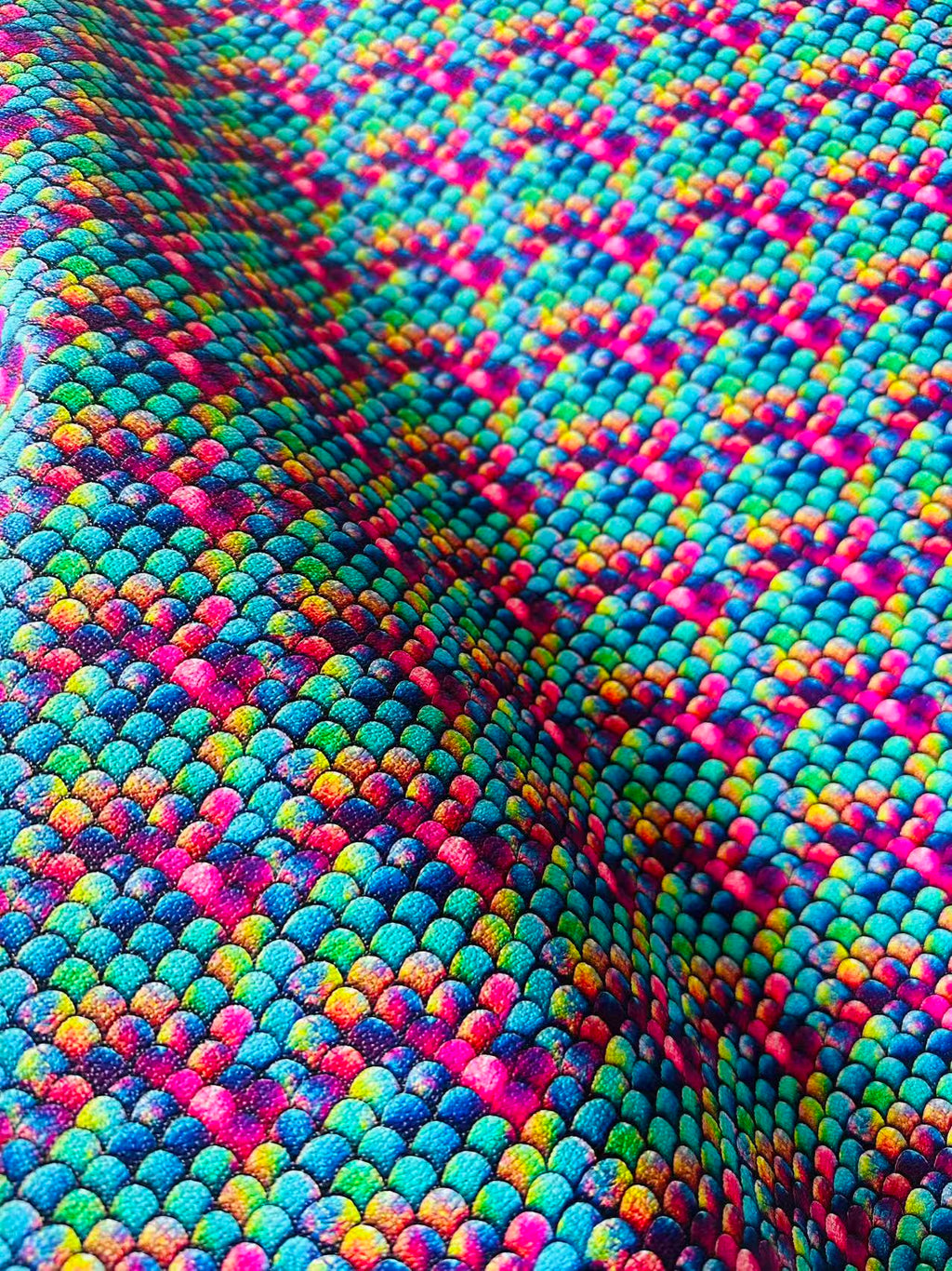 Fashion Colorful Fish Scales Design Leather Fabric For Handmade Handicraft Goods By Yard