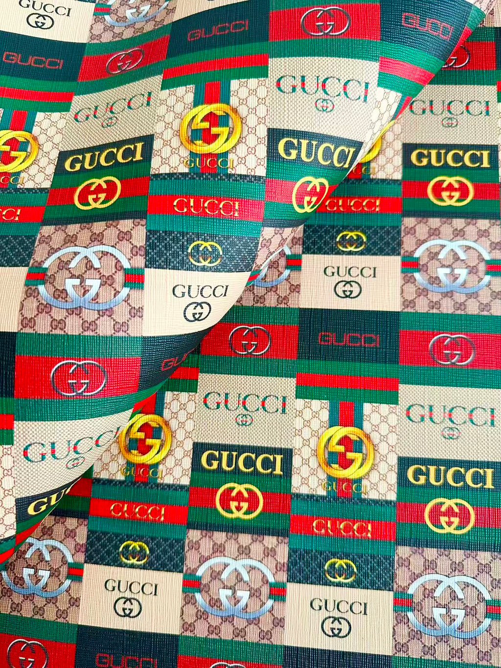 Craft Gucci Splicing Design Leather Fabric For Handmade Sneaker,Bag upholstery Goods By Yard