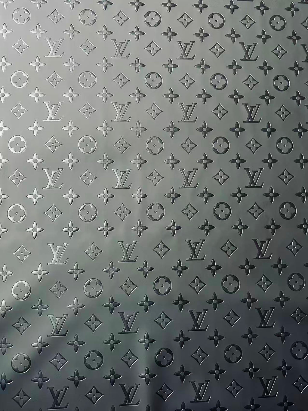Fashion Smooth Design Black LV Embossed Leather Fabric For Handmade Sneaker,Upholstery,Bag Goods By Yard