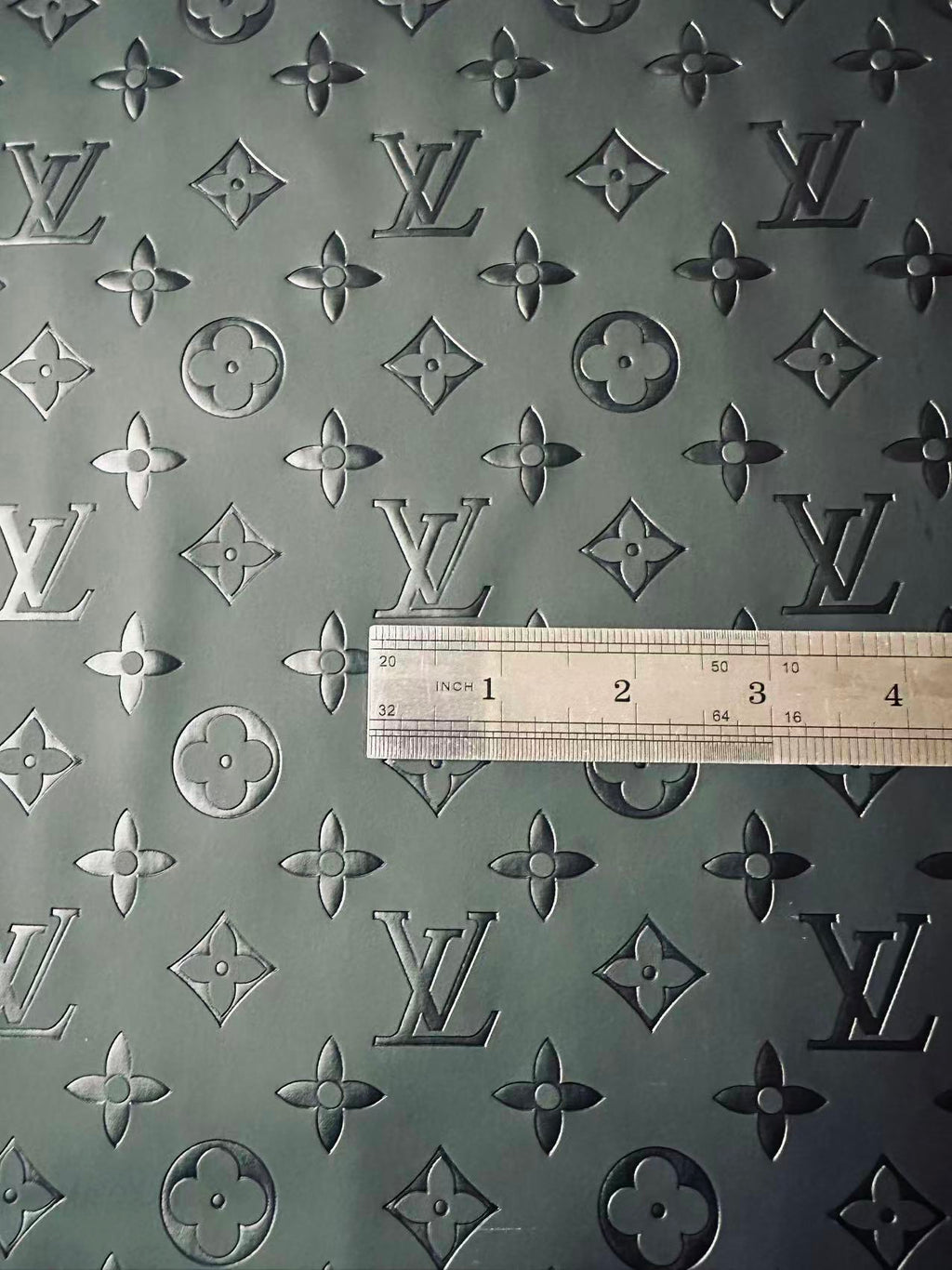 Fashion Smooth Design Black LV Embossed Leather Fabric For Handmade Sneaker,Upholstery,Bag Goods By Yard