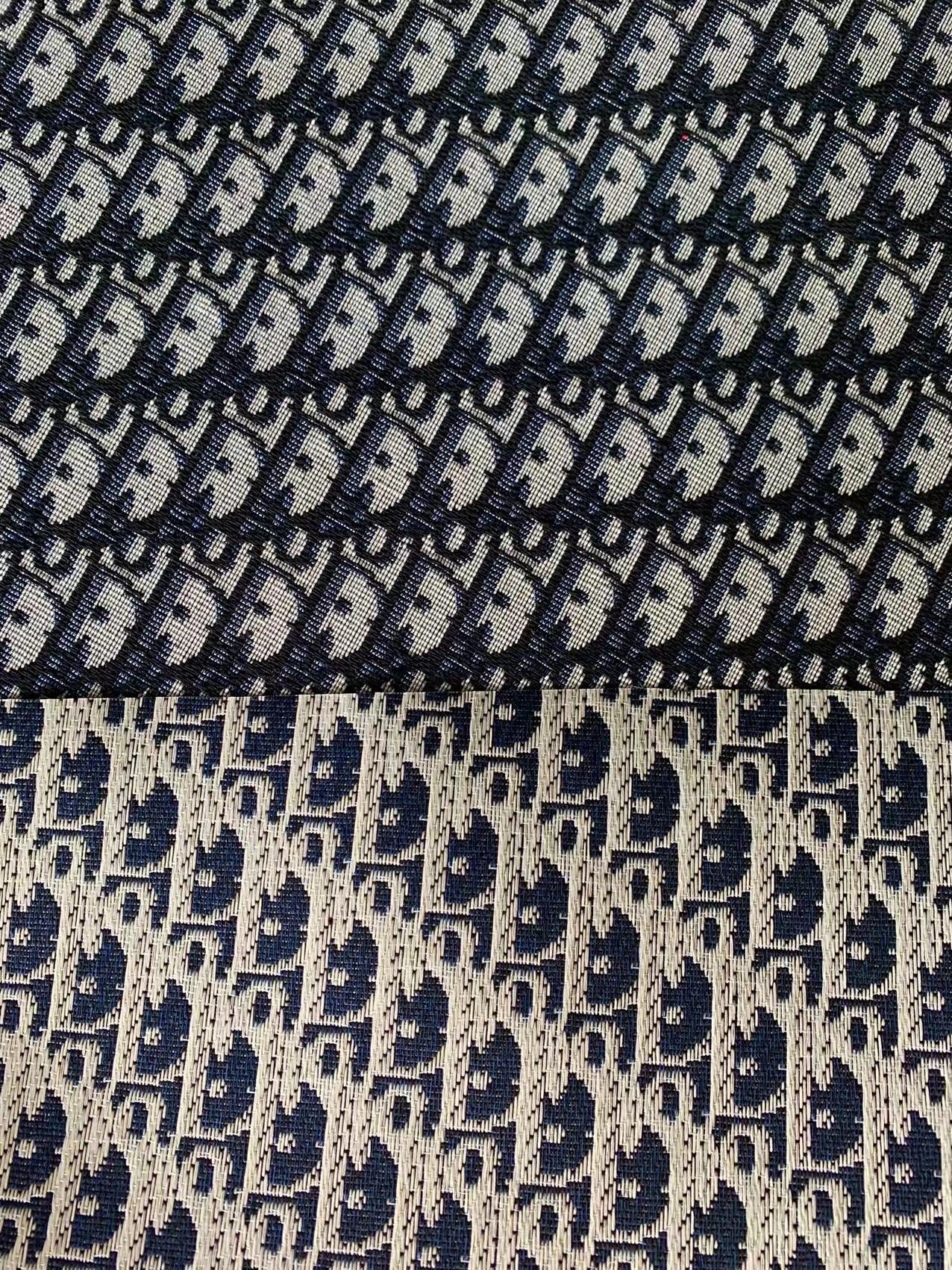 Fahion Dior Canvas Jacquard Fabric Cloth Bags Fabric Shoes Fabric Hat Fabric (Black with Blue)