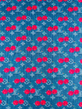Craft Denim Design LV With Cherry Silk Printing Cloth Fabric For Handmade Handicraft Goods By Yard