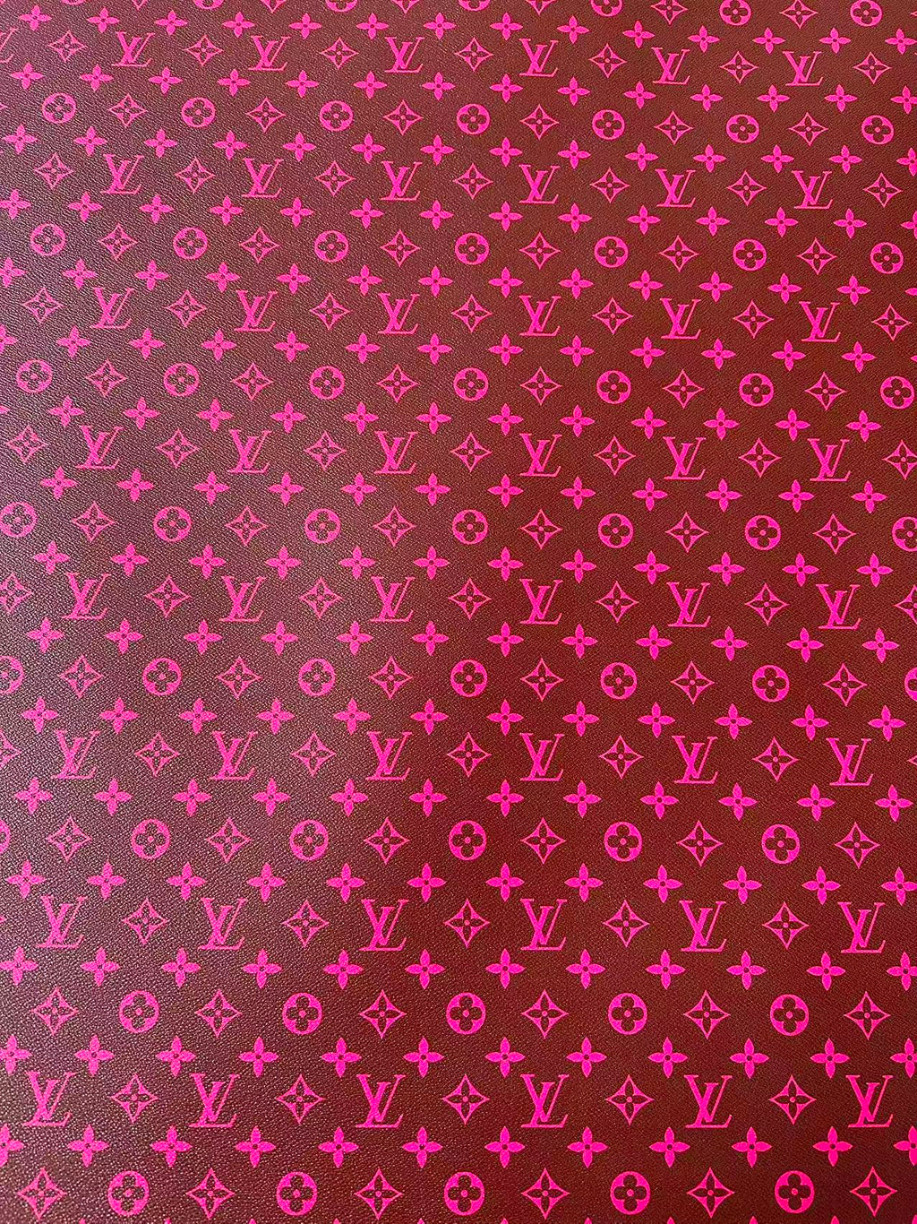 Fashion Hot Pink With Burnt Brown LV Vinyl Leather for Handmade Shoes ,Bags,Handicraft Goods By Yard