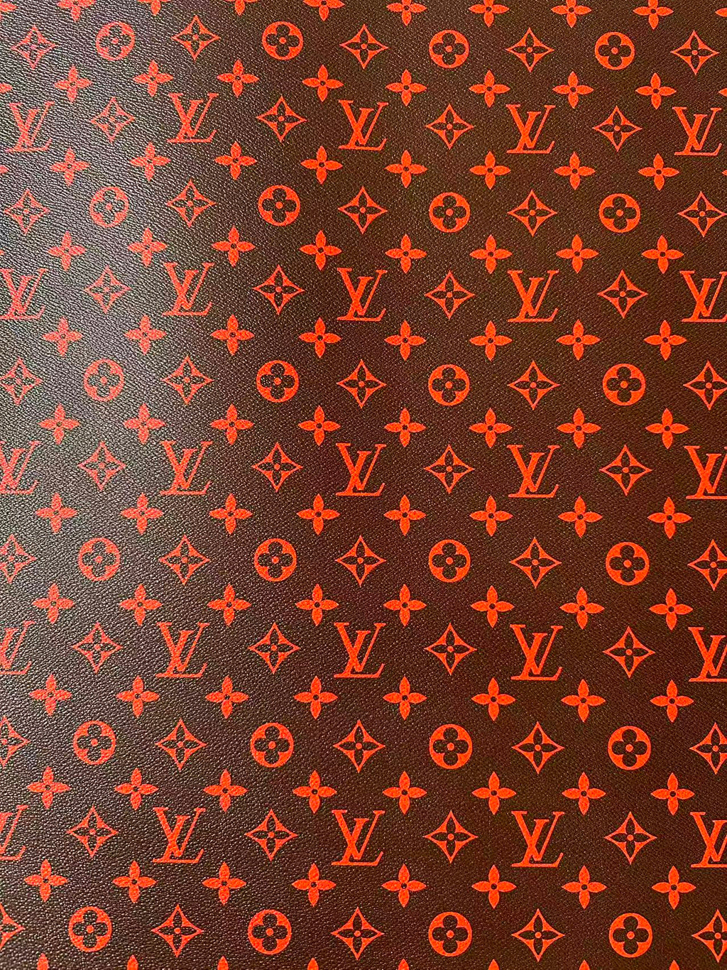 Fashion Orange With Burnt Brown LV Vinyl Leather for Handmade Shoes ,Bags,Handicraft Goods By Yard