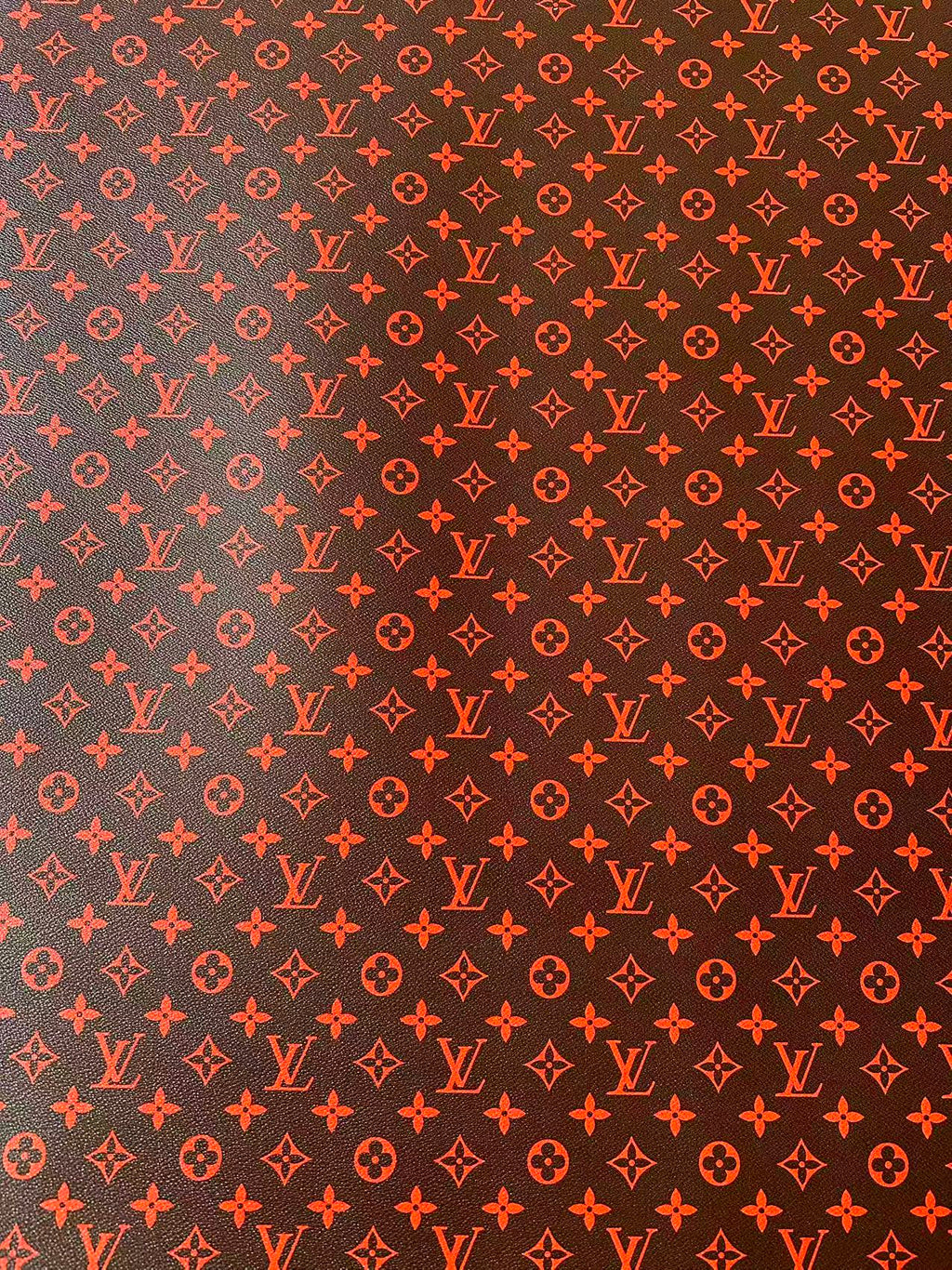 Fashion Orange With Burnt Brown LV Vinyl Leather for Handmade Shoes ,Bags,Handicraft Goods By Yard