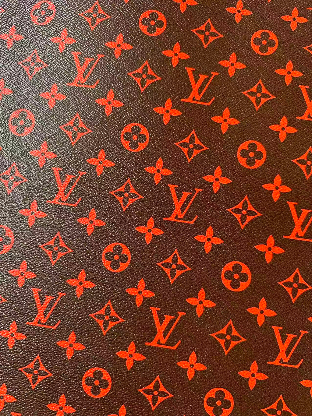 Fashion Orange With Burnt Brown LV Vinyl Leather for Handmade Shoes ,Bags,Handicraft Goods By Yard