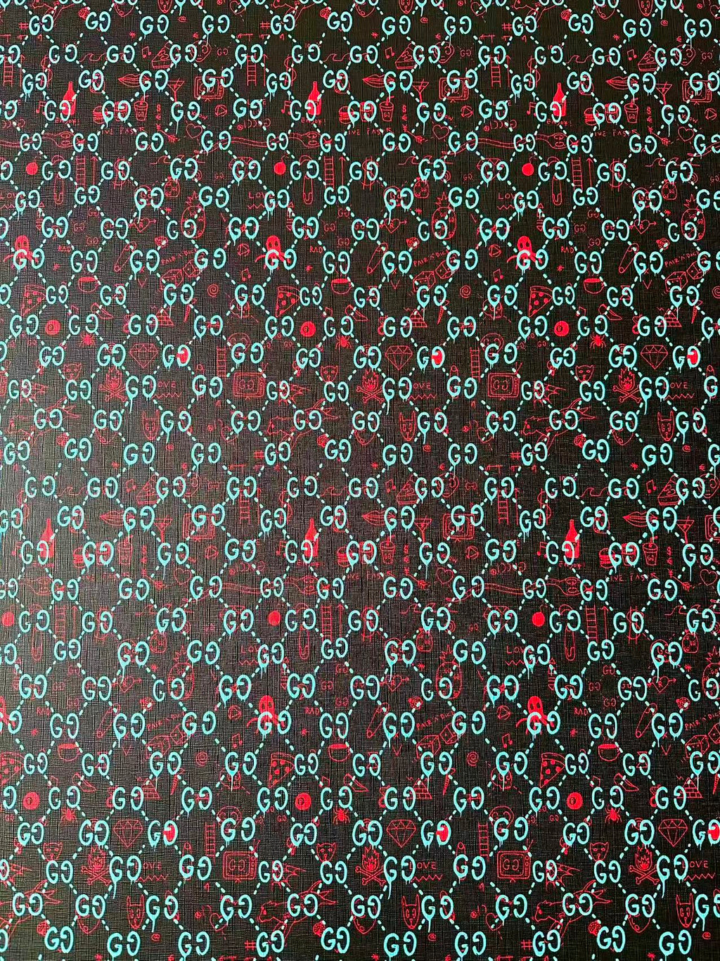 Craft Gucci Animal With Fruit Design Leather Fabric For Handmade Shoes , Upholstery Goods By Yard