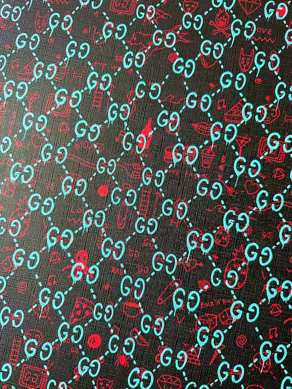 Craft Gucci Animal With Fruit Design Leather Fabric For Handmade Shoes , Upholstery Goods By Yard
