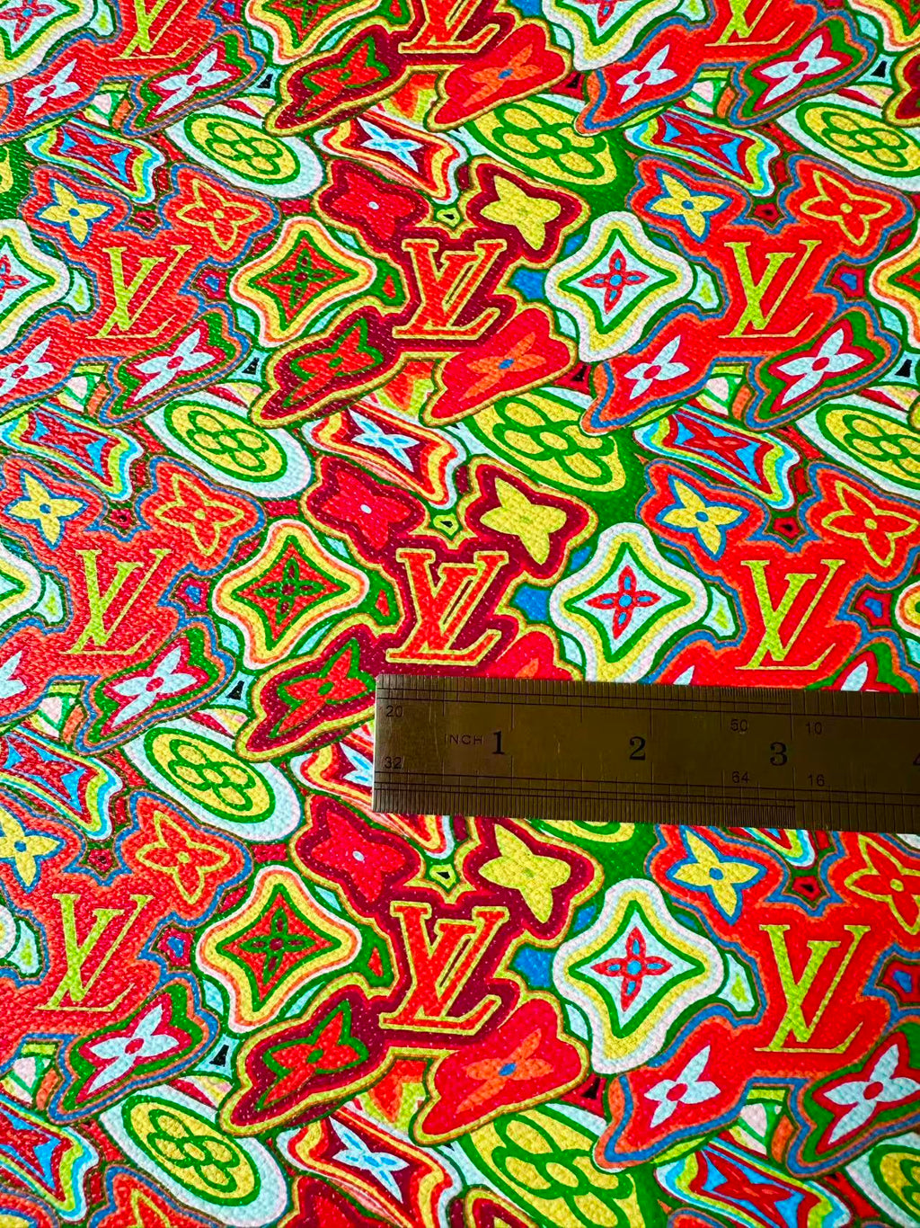 Classic LV Vinyl Geometric Leather Case Fabric For Handmade Bag ,Shoes,Sneaker Fabric By Yard