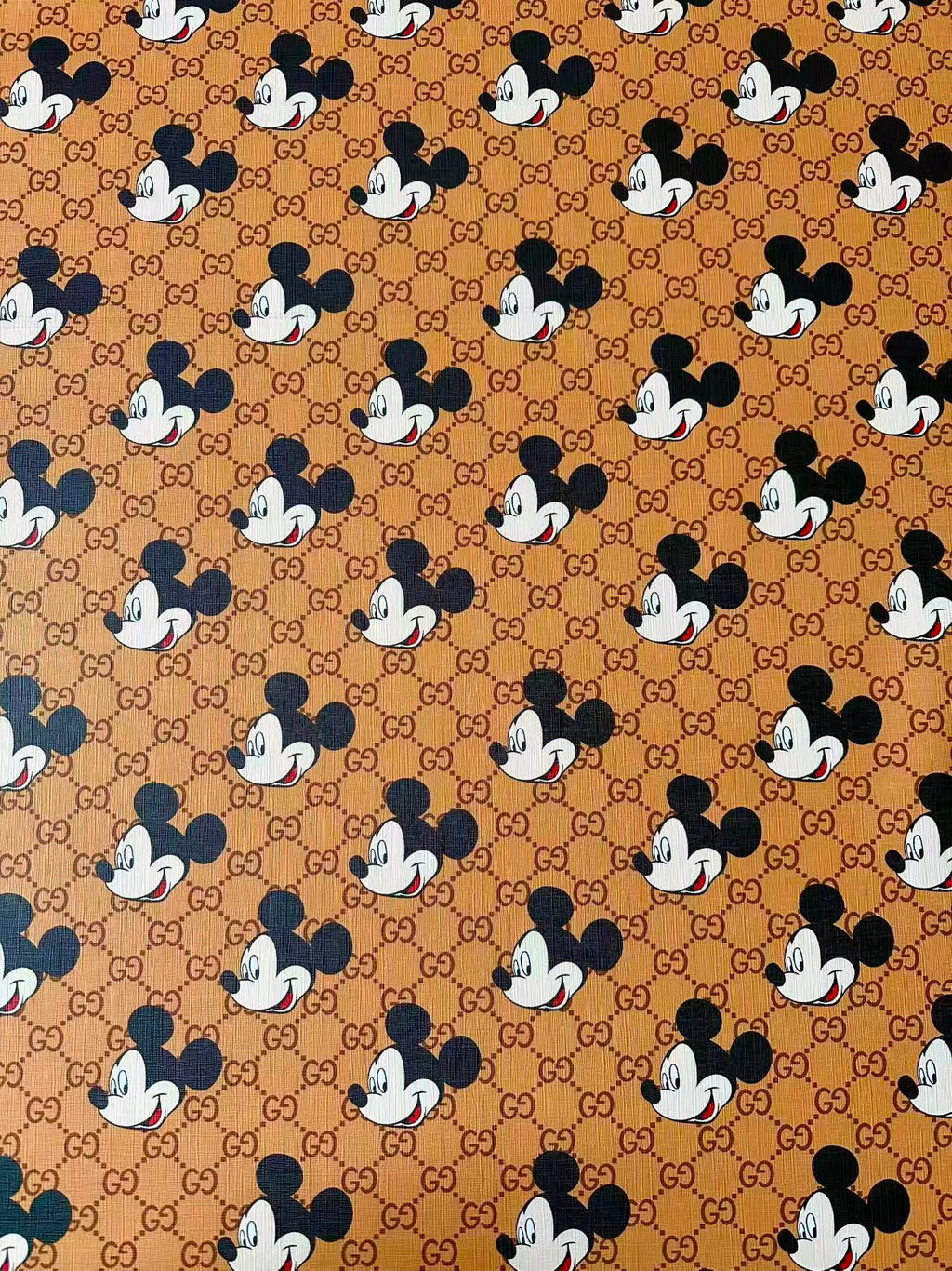 Fashion Gucci With Mickey Mouse Leather Fabric For Handmade Shoes, Sneaker ,Upholstery Goods By Yard