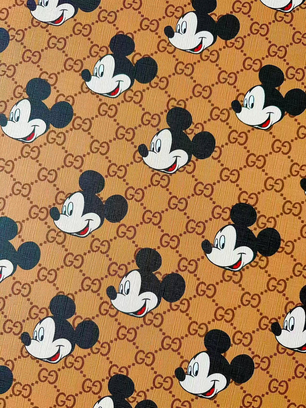 Fashion Gucci With Mickey Mouse Leather Fabric For Handmade Shoes, Sneaker ,Upholstery Goods By Yard
