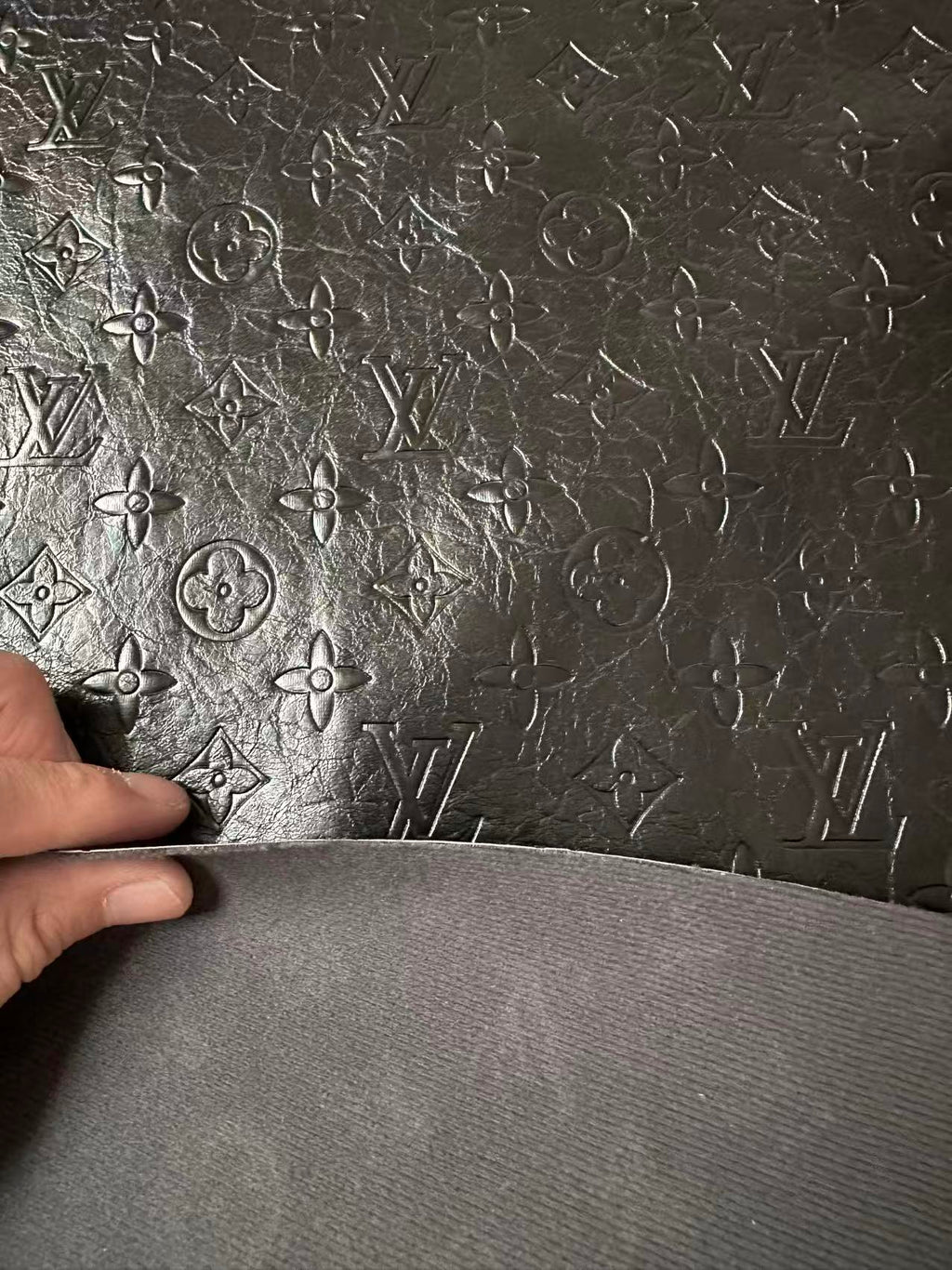 Craft LV Elephant Texture Leather Fabric For Handmade Sneaker ,Shoes,Bag ,Handicraft Goods (Black)