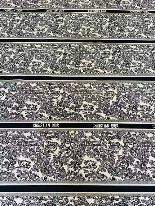 Best Quality Dior With Animal Canvas Jacquard Cloth Fabric For Handmade Sewing ,Furniture,Upholstery Goods By Yard (Black)