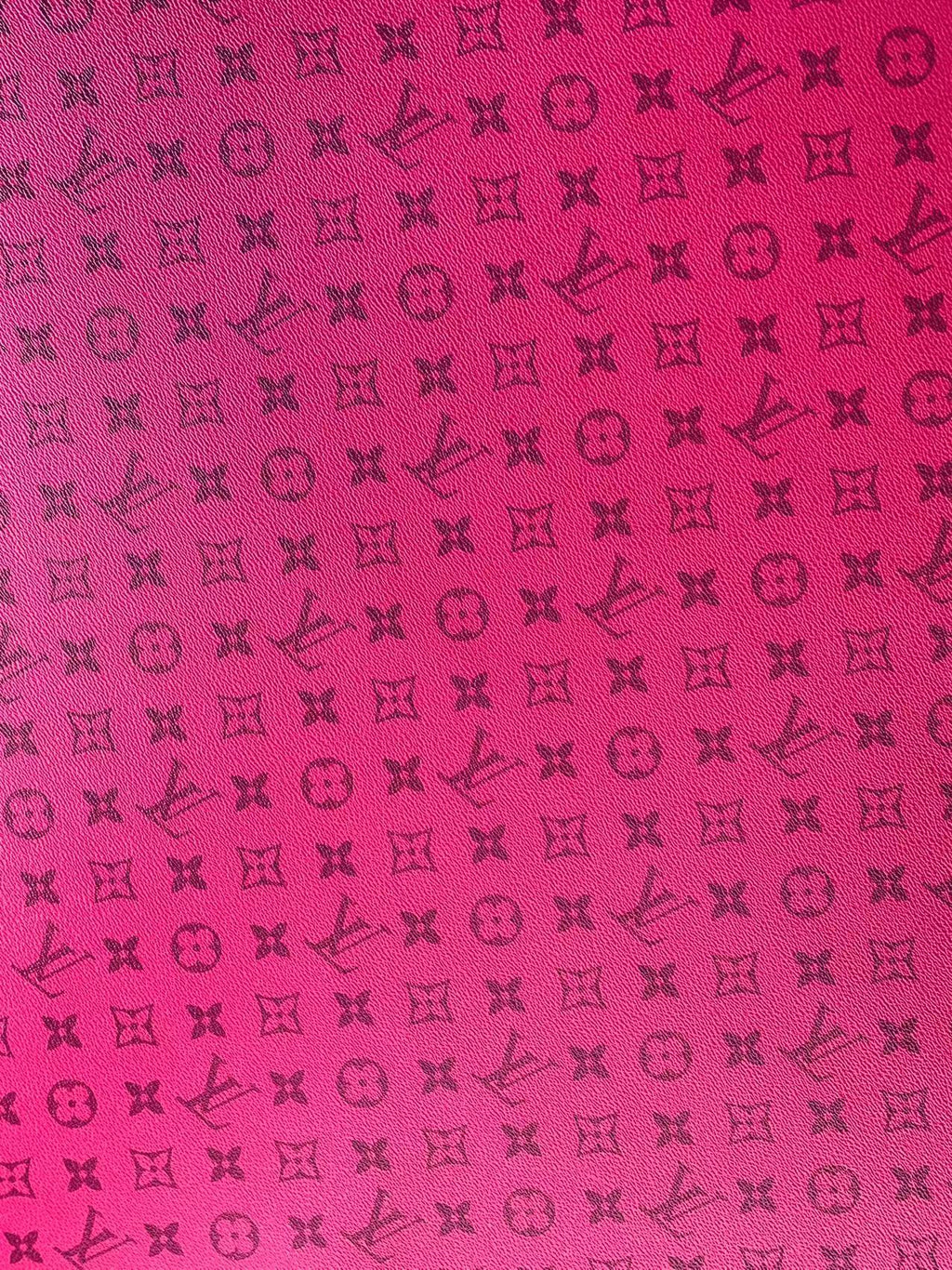 Classic LV Dark Pink crafting leather fabric For Handmade Bag ,DIY shoes ,Handmade Car leather ,Fashion Furniture LV Vinyl Leather By Yards