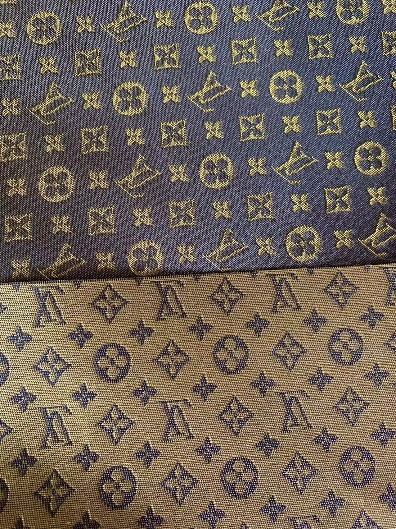 Classic LV Canvas Jacquard Fabric Cloth,Bags Fabric  Shoes Fabric Hat Fabric Clothing Fabric Mask Fabric (Brown)
