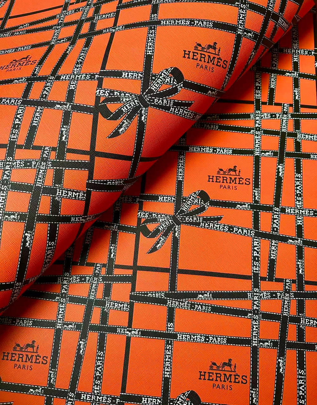 Fashion Hermes With Bow Design Leather Fabric For Handmade Shoes, Upholstery Goods By Yard