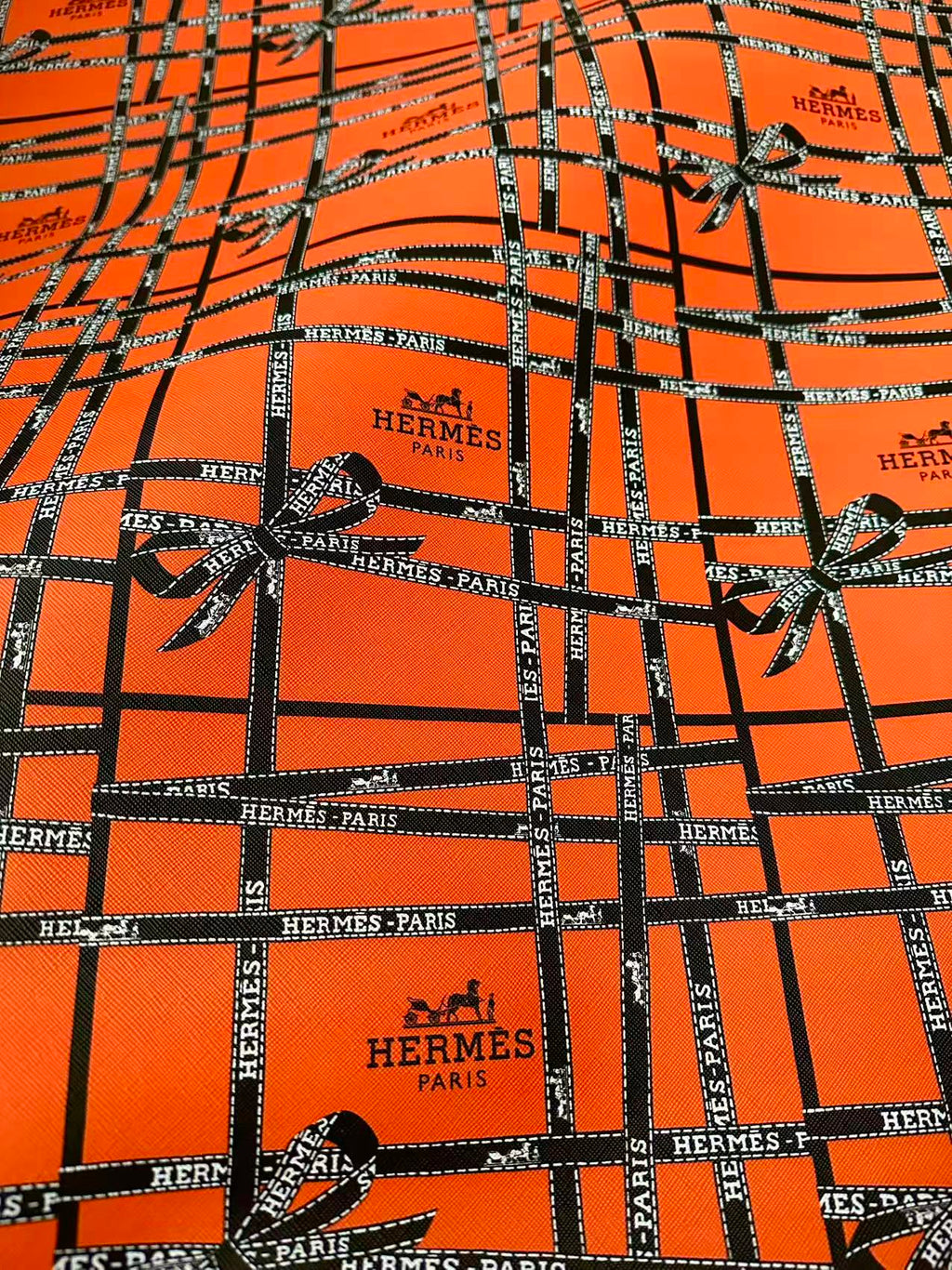 Fashion Hermes With Bow Design Leather Fabric For Handmade Shoes, Upholstery Goods By Yard