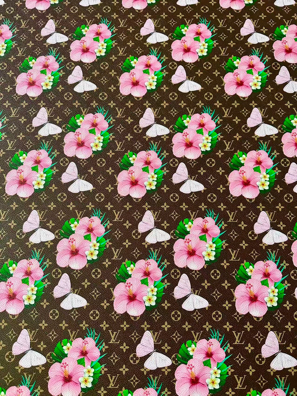 Fashion Flower With Butterfly Leather Fabric For Handmade Sneaker, Upholstery Handicraft goods