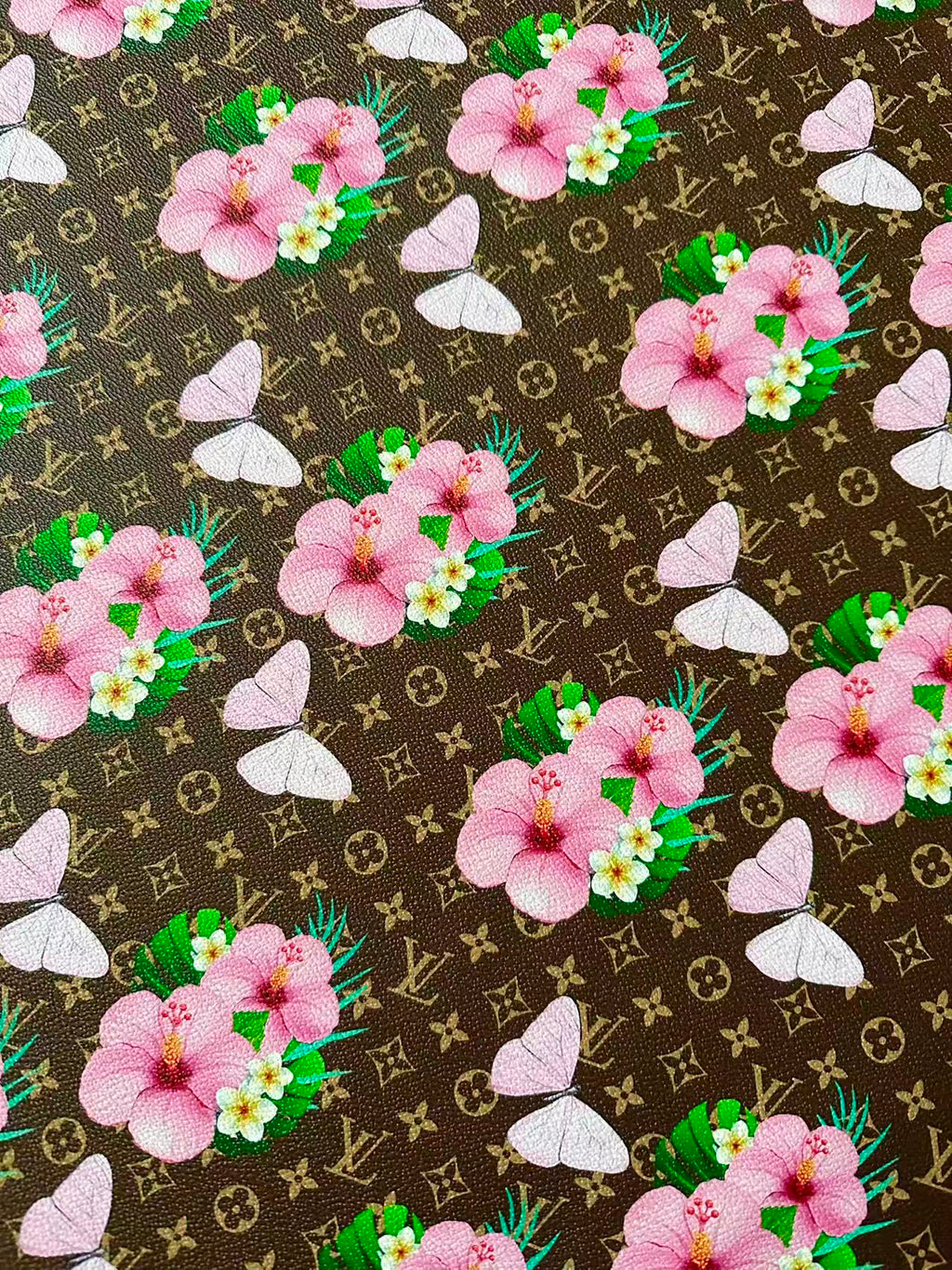 Fashion Flower With Butterfly Leather Fabric For Handmade Sneaker, Upholstery Handicraft goods