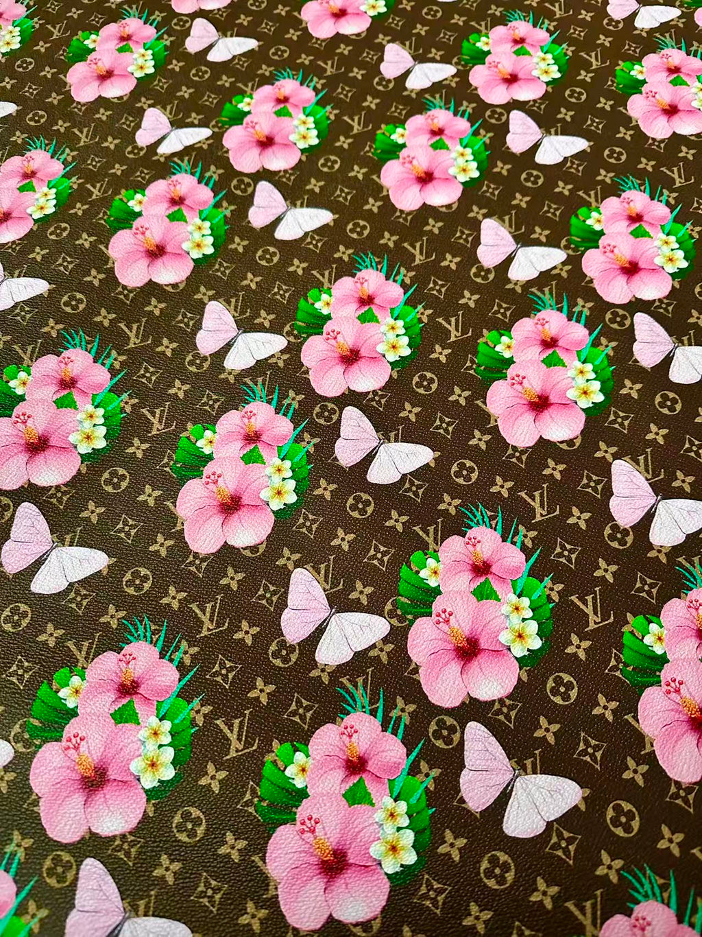 Fashion Flower With Butterfly Leather Fabric For Handmade Sneaker, Upholstery Handicraft goods
