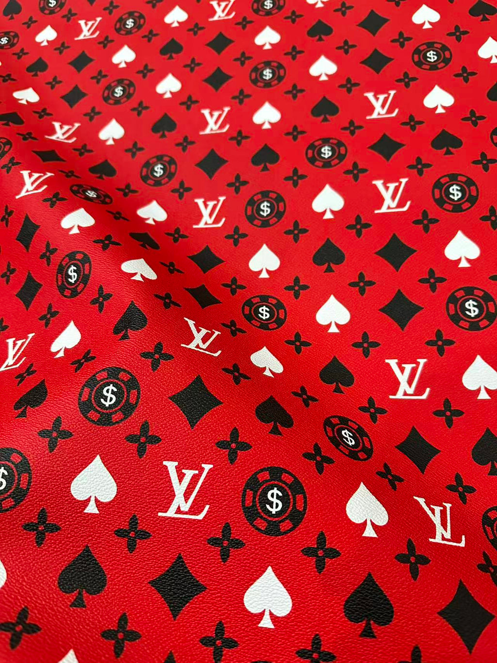 Craft Playing Cards With LV Leather Fabric For Handmade Shoes, Sneaker Handicraft Goods By Yard