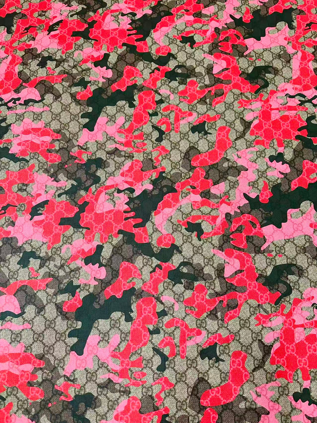 Fashion Gucci With Camouflage Leather Fabric For Handmade Shoes, Upholstery Goods By Yard(Red)