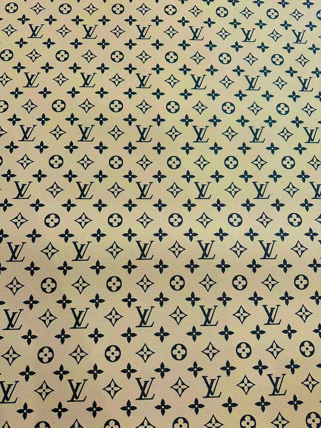 Fashion Beige With Black LV Vinyl Leather for Handmade Shoes ,Bags,Handicraft Goods By Yard