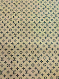 Fashion Beige With Black LV Vinyl Leather for Handmade Shoes ,Bags,Handicraft Goods By Yard
