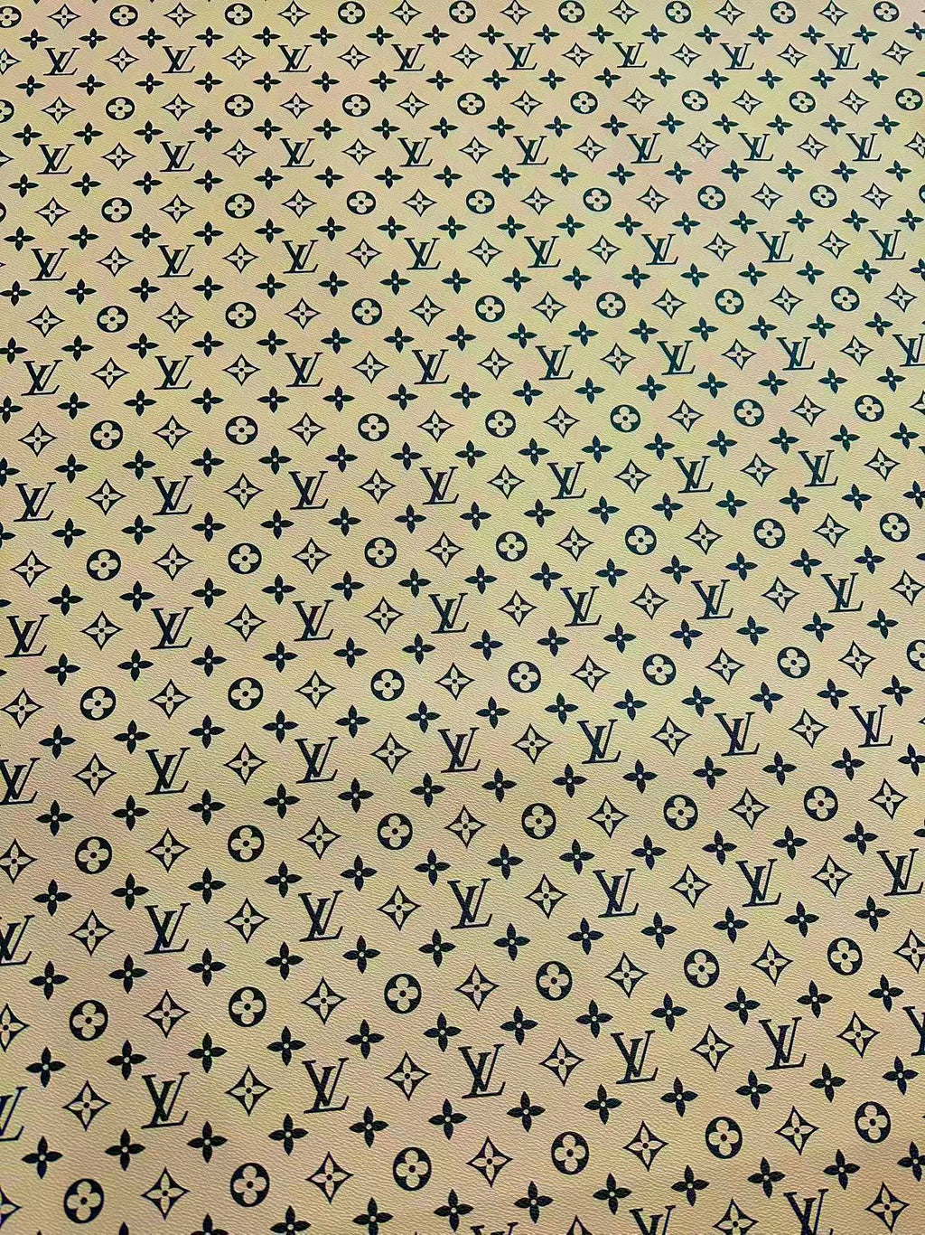 Fashion Beige With Black LV Vinyl Leather for Handmade Shoes ,Bags,Handicraft Goods By Yard